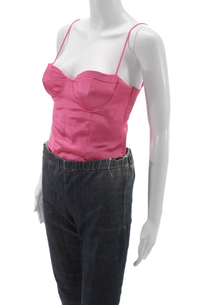 Zara Womens Corset Top Satin Sleeveless Pink Zip Party Size S