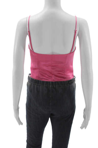 Zara Womens Corset Top Satin Sleeveless Pink Zip Party Size S