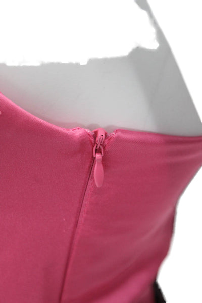 Zara Womens Corset Top Satin Sleeveless Pink Zip Party Size S