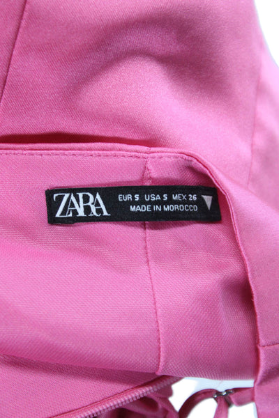 Zara Womens Corset Top Satin Sleeveless Pink Zip Party Size S