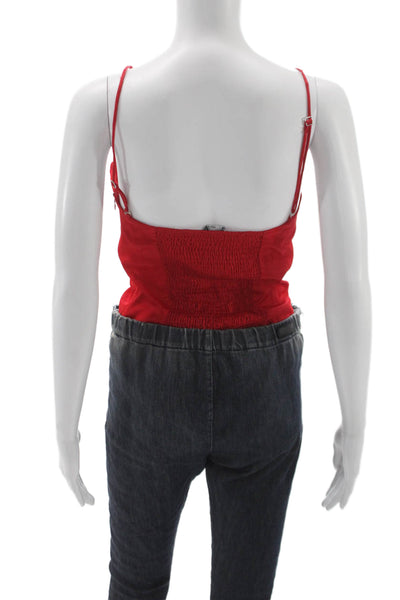 Zara Womens Corset Top Red Sleeveless Zip Solid Party Size M