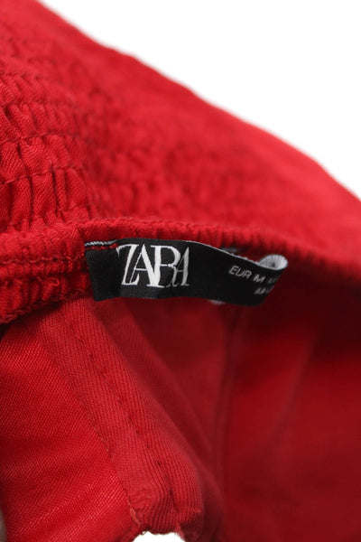 Zara Womens Corset Top Red Sleeveless Zip Solid Party Size M