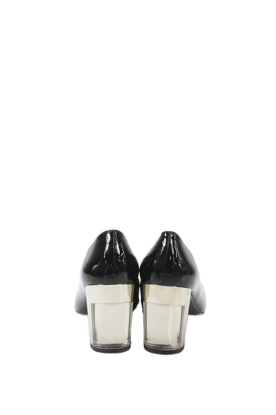 Stuart Weitzman Womens Pointed Toe Silver Tone Heel Pumps Black Size 10