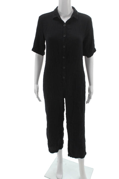 Velvet by Graham & Spencer Women Black Collared Short Sleeve Jumpsuit Size XS