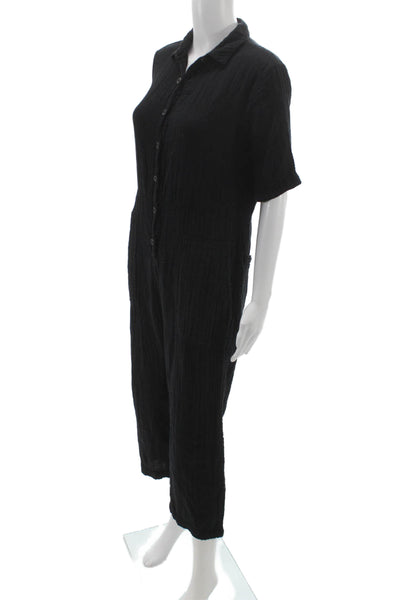 Velvet by Graham & Spencer Women Black Collared Short Sleeve Jumpsuit Size XS