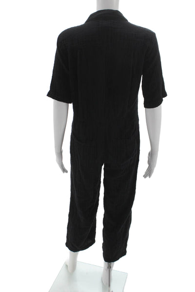 Velvet by Graham & Spencer Women Black Collared Short Sleeve Jumpsuit Size XS
