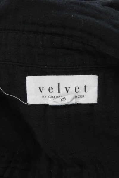 Velvet by Graham & Spencer Women Black Collared Short Sleeve Jumpsuit Size XS