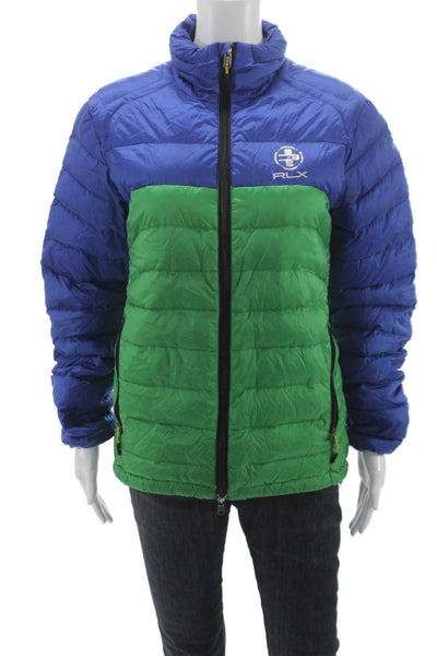RLX Ralph Lauren Unisex Adults Blue Colorblock Down Basic Jacket Size S
