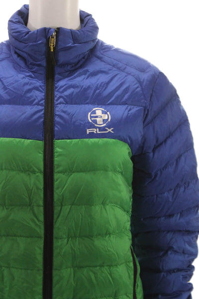 RLX Ralph Lauren Unisex Adults Blue Colorblock Down Basic Jacket Size S