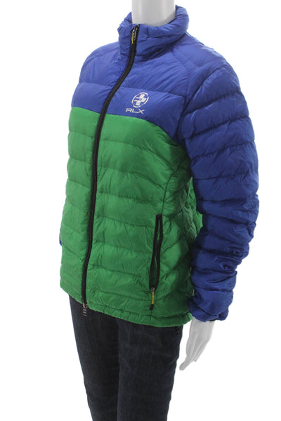 RLX Ralph Lauren Unisex Adults Blue Colorblock Down Basic Jacket Size S