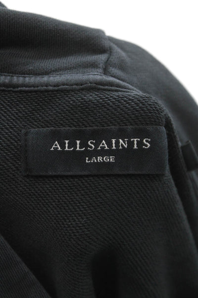 Allsaints Mens Black Space Graphic Pullover Hoodie Drawstring Crew Neck Size L