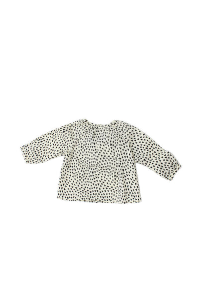 Bonpoint Girls Long Sleeve Crew Neck Heart Printed Top White Black Size 2T