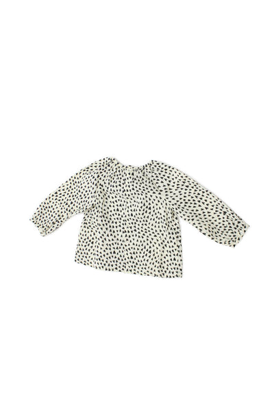 Bonpoint Girls Long Sleeve Crew Neck Heart Printed Top White Black Size 2T