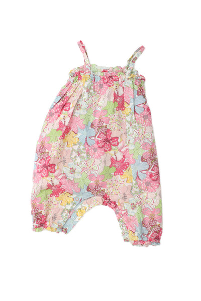 Bonpoint Girls Spaghetti Strap Scoop Neck Floral One Piece Pink Multi Size 3M