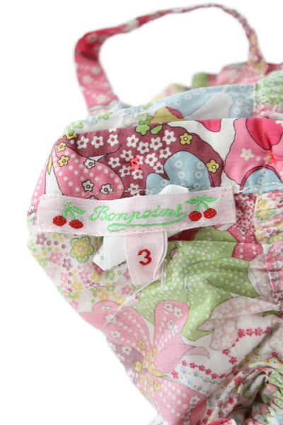 Bonpoint Girls Spaghetti Strap Scoop Neck Floral One Piece Pink Multi Size 3M