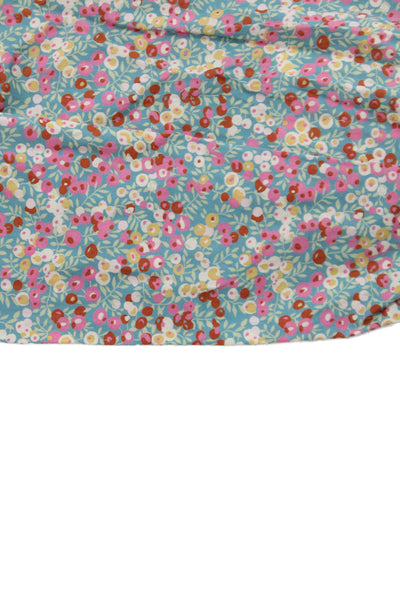 Bonpoint Girls Spaghetti Strap Square Neck Floral One Piece Blue Cotton Size 6M