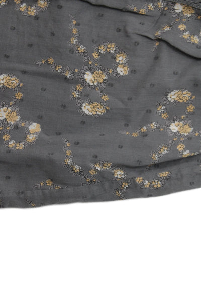 Bonpoint Girls Long Sleeve Crew Neck Lace Trim Floral Dress Gray Size 12M