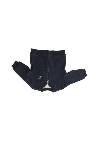 Bonpoint Girls Front Zip Crew Neck 67 Sweatshirt Navy Blue Cotton Size 12M