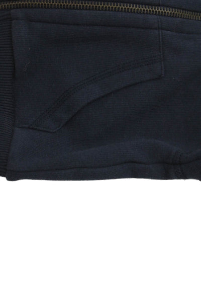 Bonpoint Girls Front Zip Crew Neck 67 Sweatshirt Navy Blue Cotton Size 12M