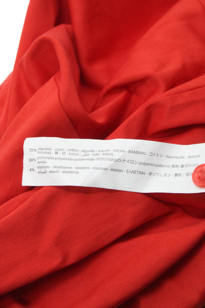 Zara Womens Shirt Dress Red Collared Long Sleeve Button Cotton Blend Size S