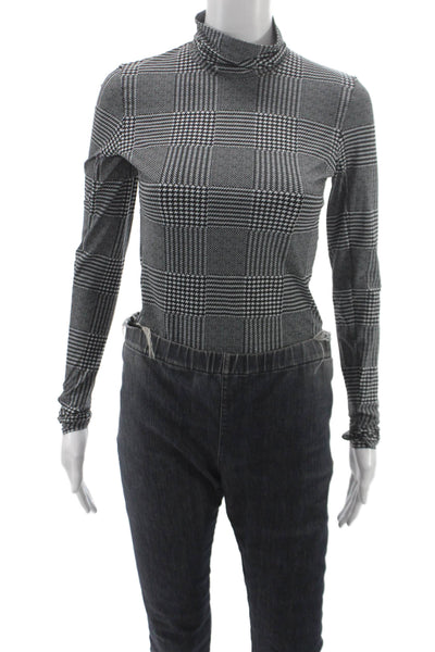 Commando Womens Shaping Bodysuit Multicolor Houndstooth Long Sleeve Size M