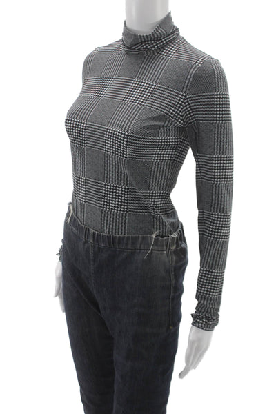 Commando Womens Shaping Bodysuit Multicolor Houndstooth Long Sleeve Size M