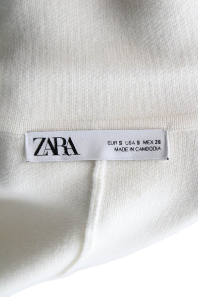 Zara Womens Viscose Basic Jacket Button Solid Long Sleeve White Size S