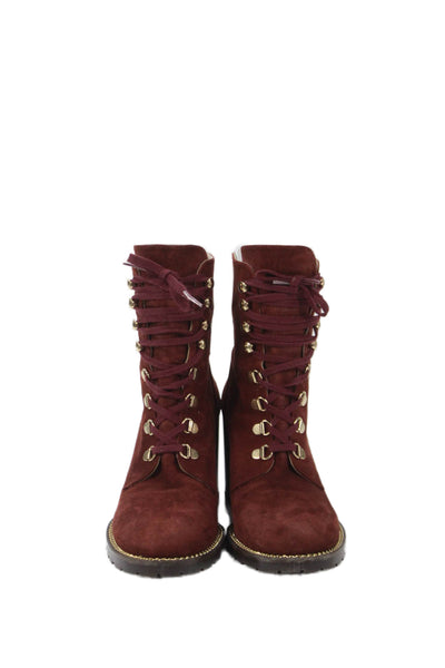 Stuart Weitzman Womens Suede Lace Up Ankle Boots Brown Size 8 B