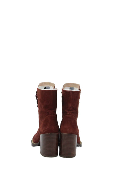 Stuart Weitzman Womens Suede Lace Up Ankle Boots Brown Size 8 B