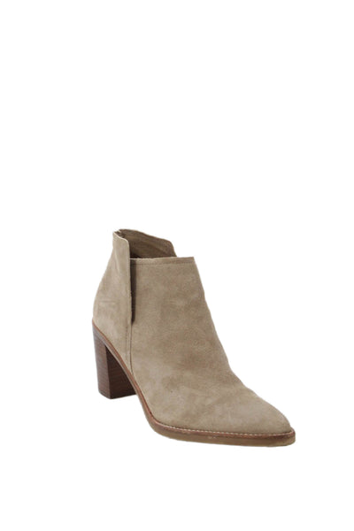 Dolce Vita Womens Suede Pointed Toe Split Top Ankle Boots Beige Size 8