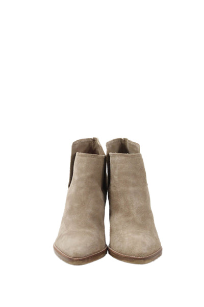 Dolce Vita Womens Suede Pointed Toe Split Top Ankle Boots Beige Size 8