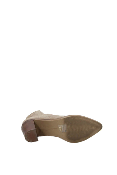 Dolce Vita Womens Suede Pointed Toe Split Top Ankle Boots Beige Size 8