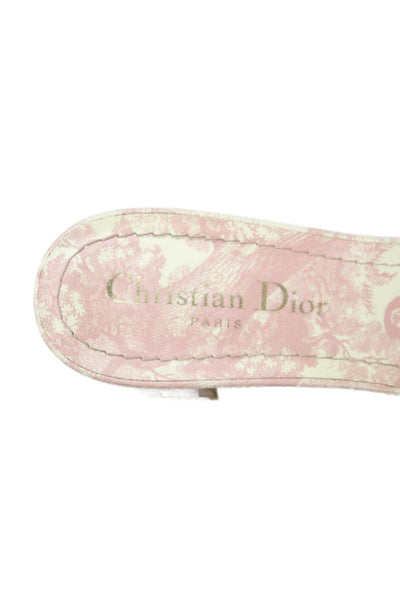 Christian Dior Womens Slide On Sandal Heels Pink White Size 37 7
