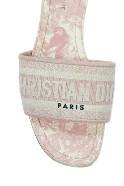 Christian Dior Womens Slide On Sandal Heels Pink White Size 37 7
