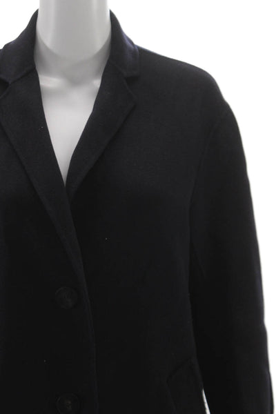 Max Mara Womens Blue Wool Overcoat Long Sleeve Button Classic Size S