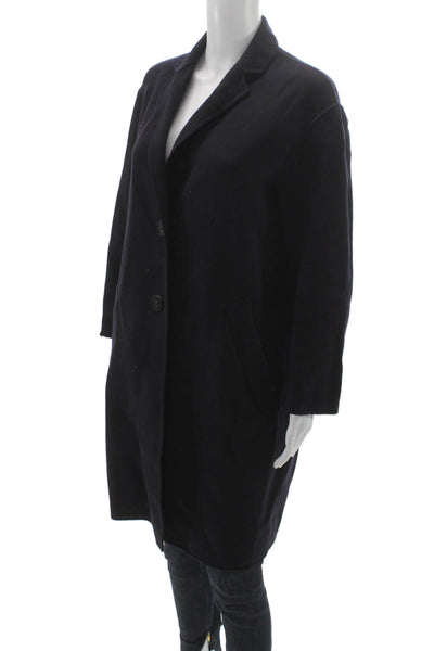 Max Mara Womens Blue Wool Overcoat Long Sleeve Button Classic Size S