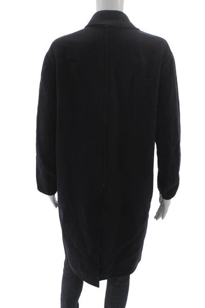 Max Mara Womens Blue Wool Overcoat Long Sleeve Button Classic Size S