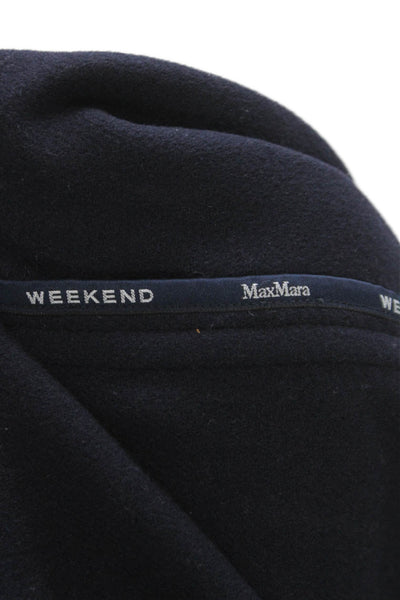 Max Mara Womens Blue Wool Overcoat Long Sleeve Button Classic Size S