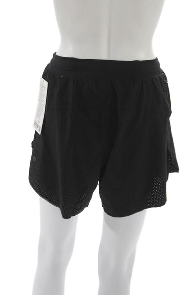 Lululemon Mens Athletic Black Drawstring Shorts Recycled Polyester Size 6