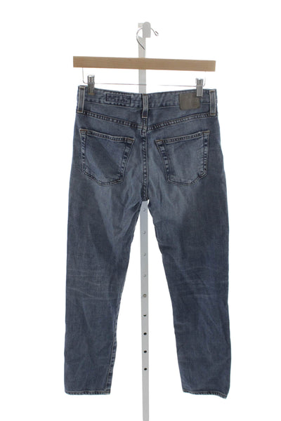 AG Womens Straight Blue High Waist Button Cotton Jeans Size 24