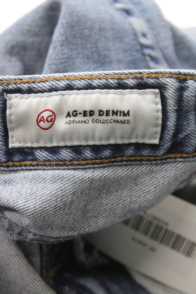 AG Womens Straight Blue High Waist Button Cotton Jeans Size 24