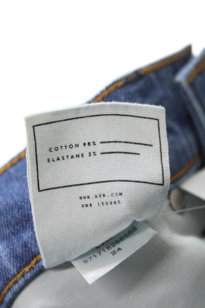 AYR Womens Tapered Mid Rise Blue Cotton Blend Jeans Size 24