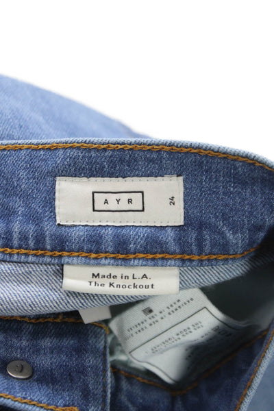 AYR Womens Tapered Mid Rise Blue Cotton Blend Jeans Size 24