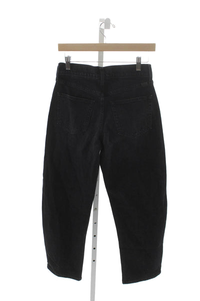 AYR Womens Tapered Jeans Black Mid Rise Cotton Button 28 Inseam Size 24