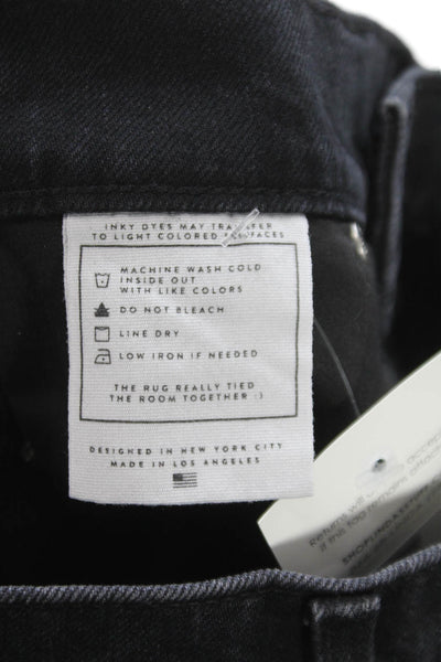 AYR Womens Tapered Jeans Black Mid Rise Cotton Button 28 Inseam Size 24
