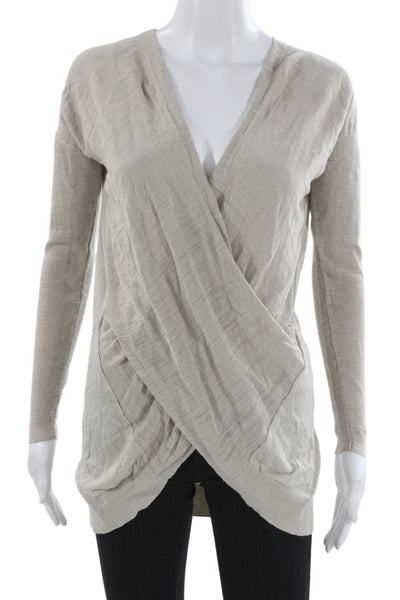 Allsaints Womens Beige V Neck Knit Wrap Sweater Long Sleeve Pullover Size S
