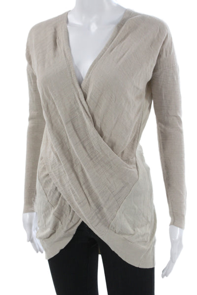 Allsaints Womens Beige V Neck Knit Wrap Sweater Long Sleeve Pullover Size S