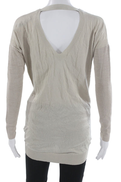 Allsaints Womens Beige V Neck Knit Wrap Sweater Long Sleeve Pullover Size S