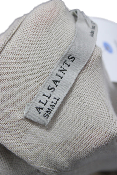 Allsaints Womens Beige V Neck Knit Wrap Sweater Long Sleeve Pullover Size S