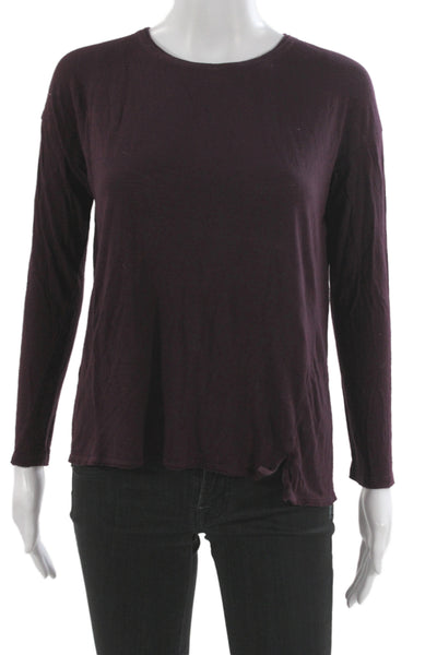 Vince Womens Purple Basic Long Sleeve T Shirt Round Neck Size S